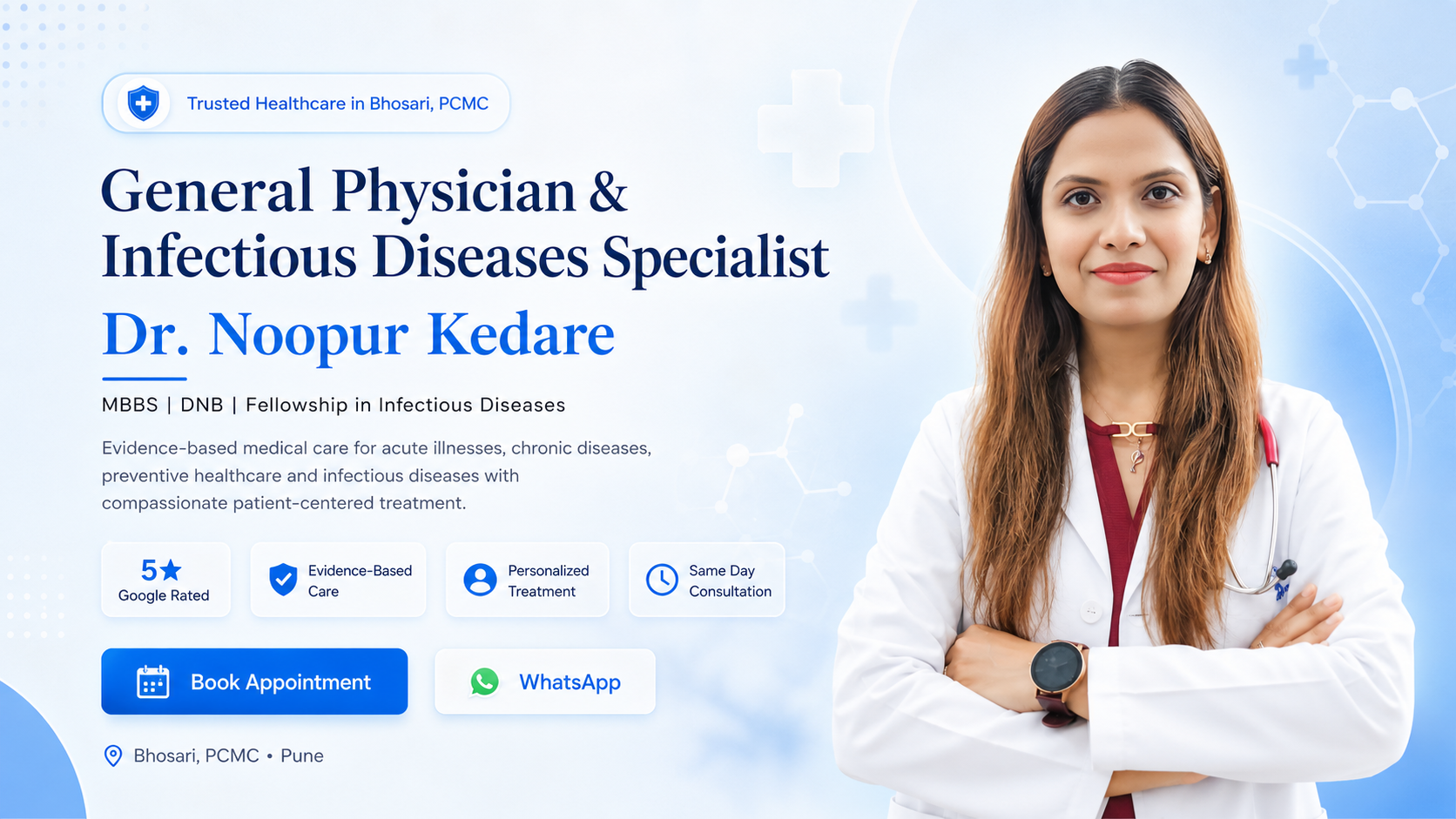 Dr. Noopur Kedare premium website hero banner